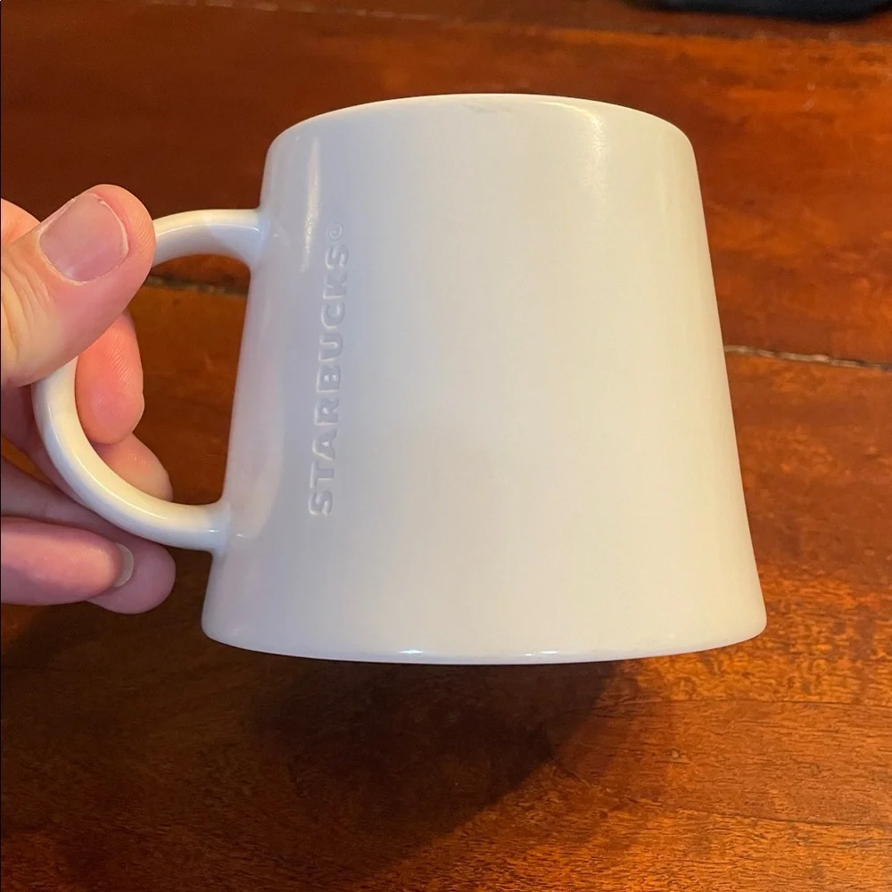 Starbucks 2014 White Ceramic Tapered Coffee Mug 16oz